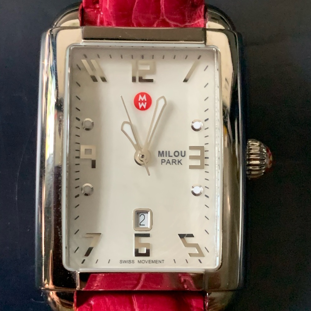 Silver tone rectangles women’s watch.